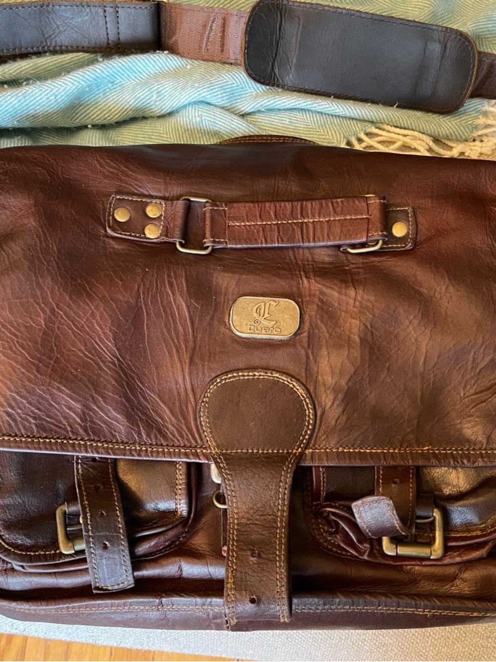 Brown Leather Messenger Bag for Men